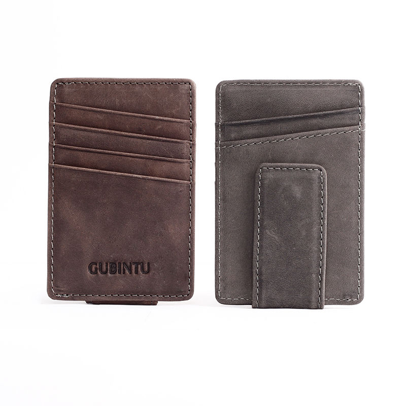 WALLET Leather Money Clip Wallet - Coffee